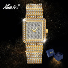 Load image into Gallery viewer, MISSFOX Women&#39;s Watches Gold Full Diamond Luxury Brand Square Bracelet Watch Popular Waterproof Quartz Ladies Wristwatch Gift