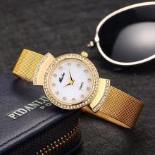 Load image into Gallery viewer, Missfox Diamond Small Female Watch Steel Mesh 18k Golden Quartz Watches Women Gift for Girls Ladies Bracelet Watch Montre Femme